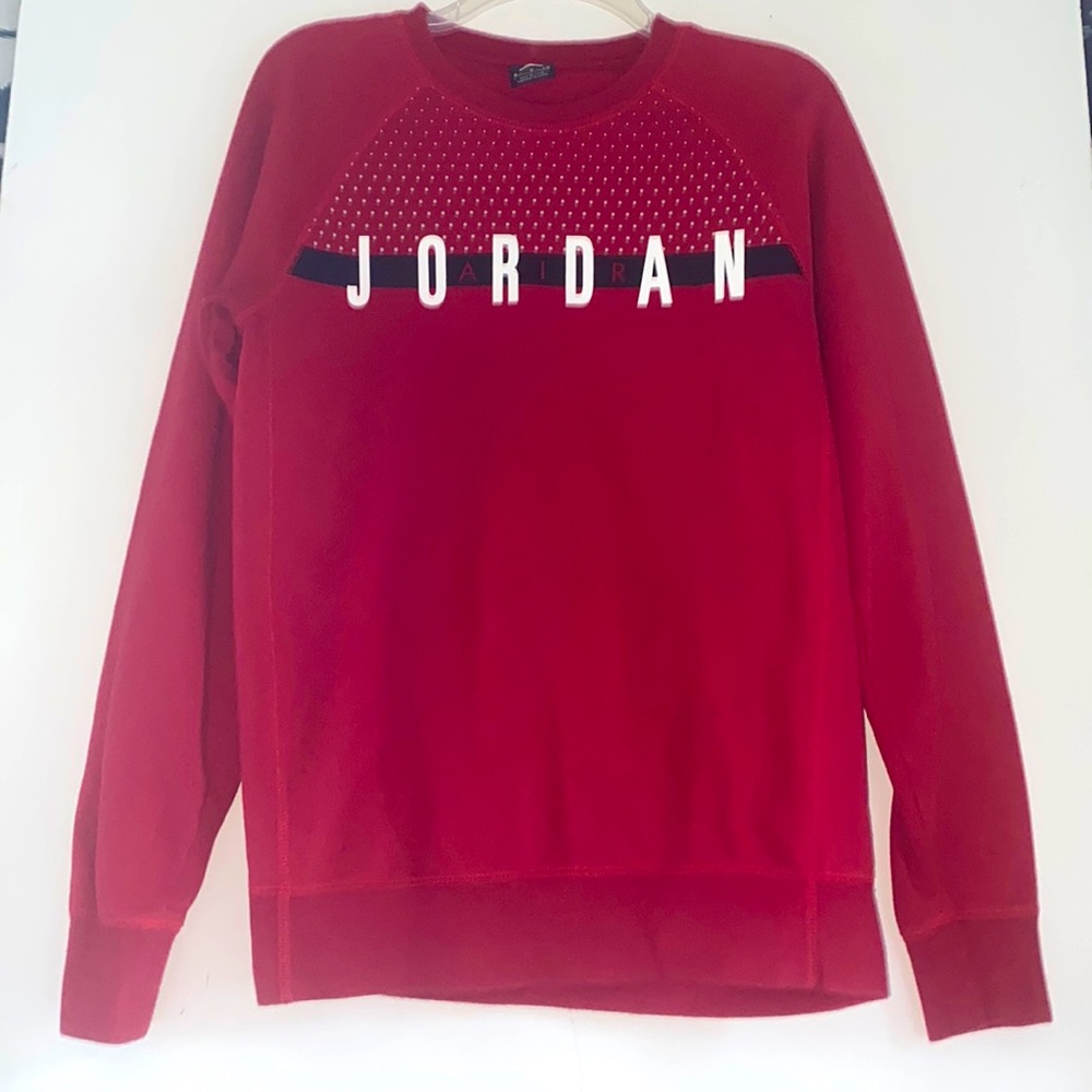 Nike Jordan Red Long Sleeve Fleece Pullover Sweatshirt
